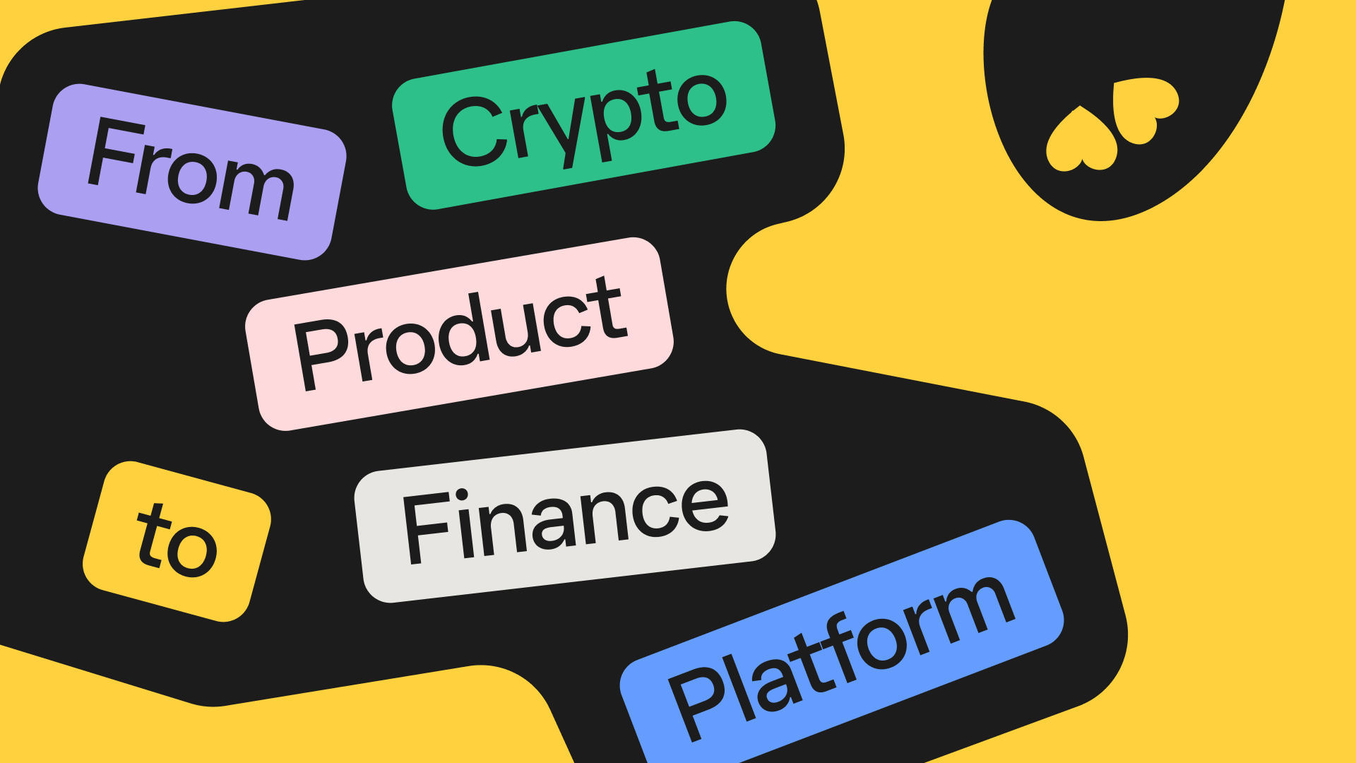 a yellow background with the words from crypto product to finance and platform