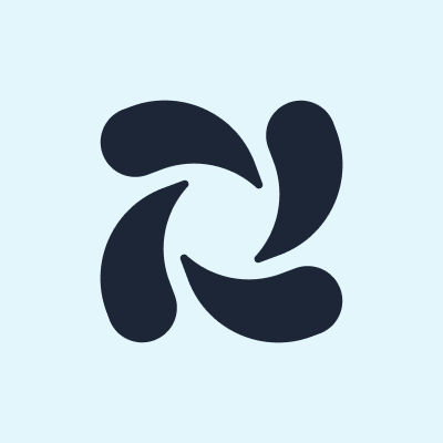 a black swirl on a light blue background