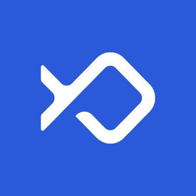 a white fish icon on a blue backgroufin