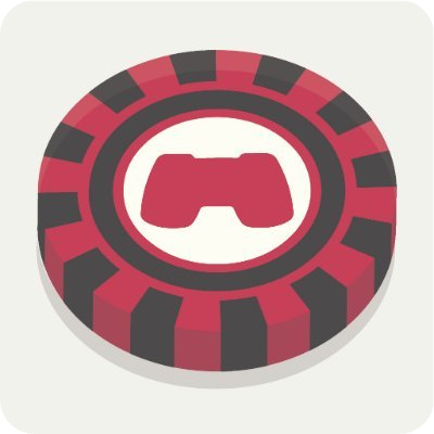 Red and black gaming chip with a gamepad icon.