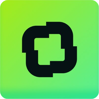 Dark stylized refresh icon on a green gradient background.