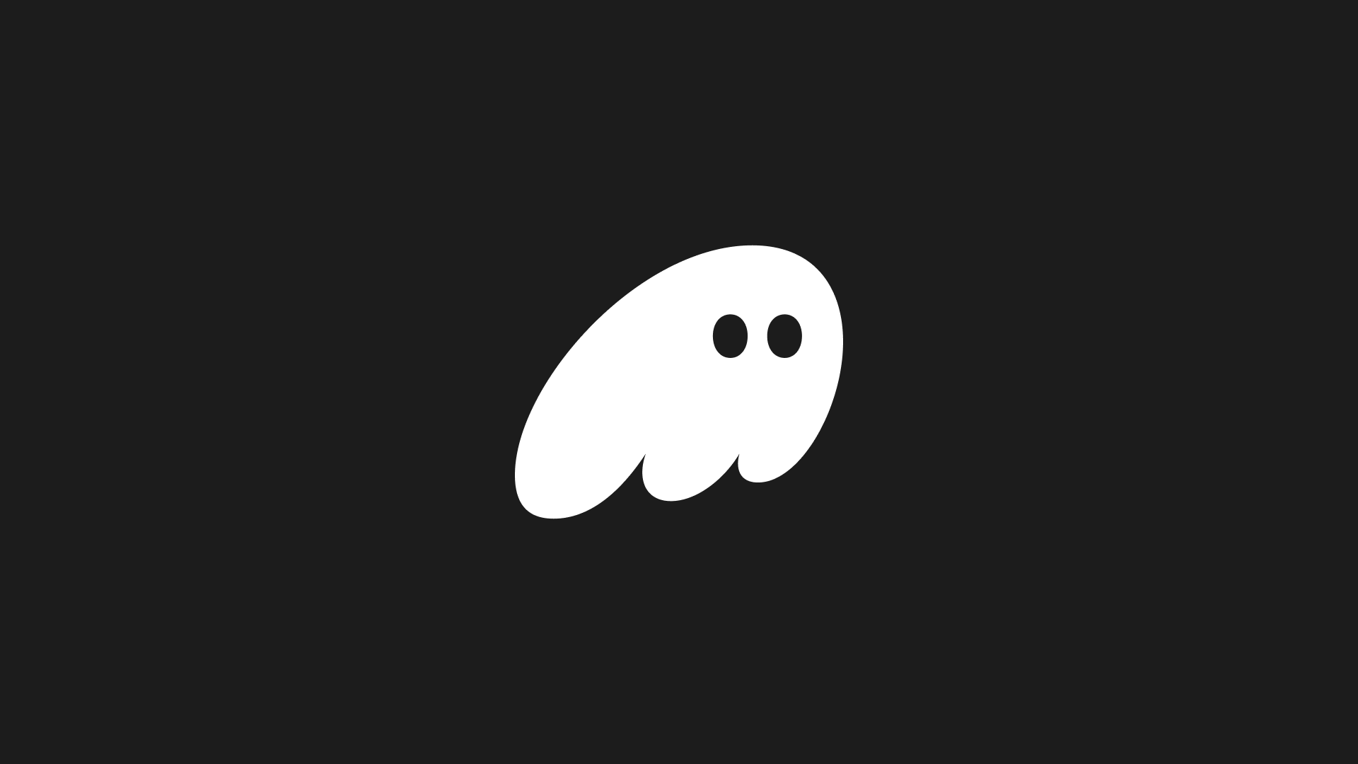 A minimalist white ghost icon on a dark background.