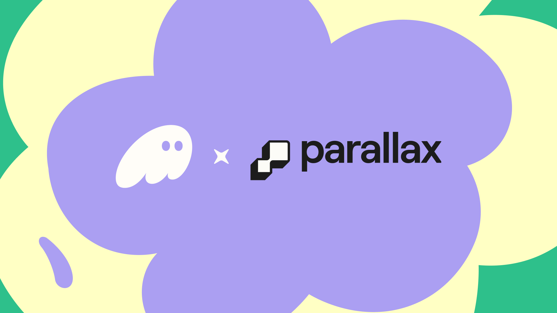 a parallax logo is on a purple background