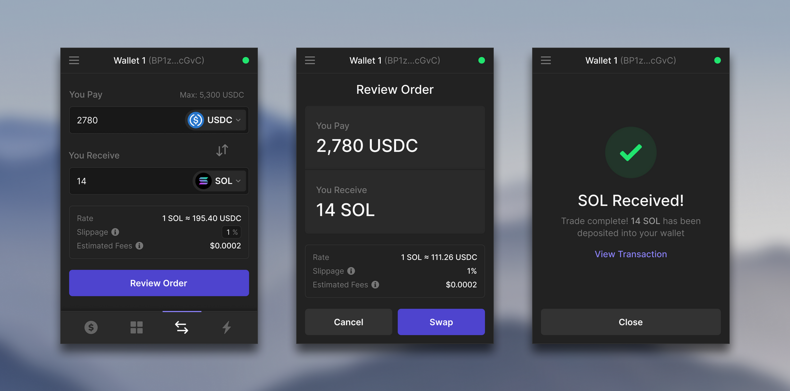 Phantom swap token flow