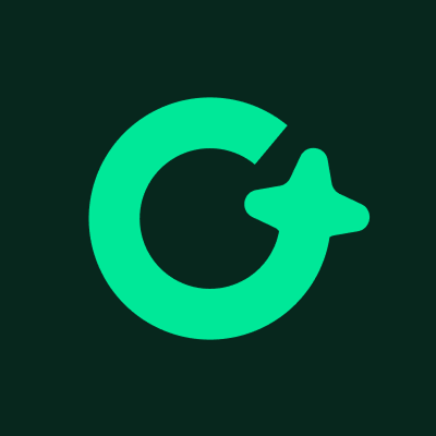 Teal green stylized letter G with integrated star.