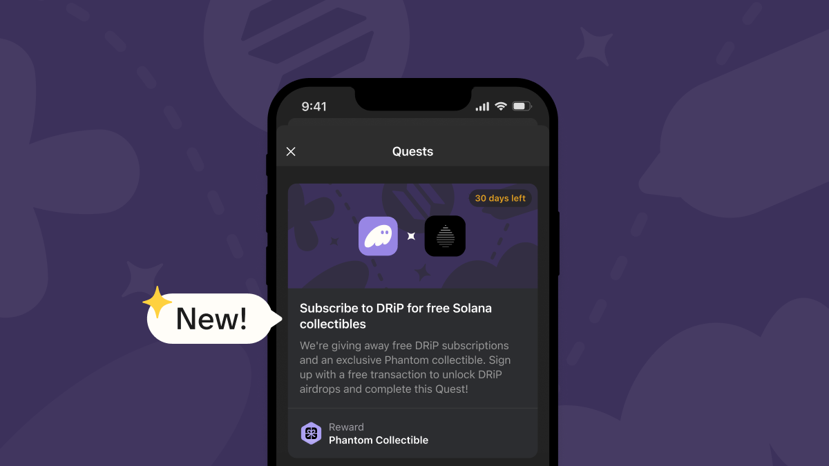 DRiP Quest blog image displaying the DRiP Quest in the Phantom mobile app