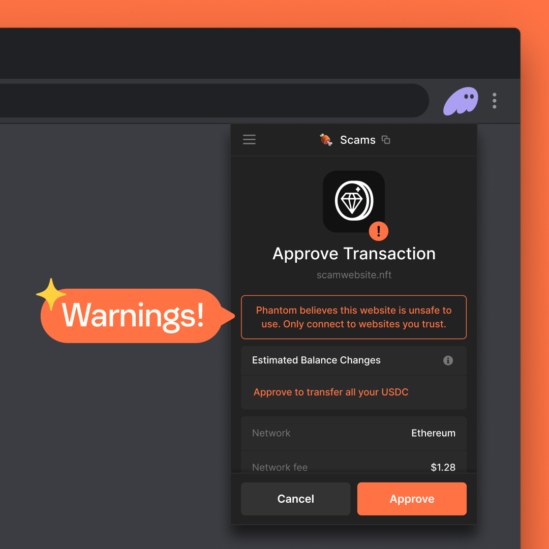 Phantom transaction previews powered by Blowfish