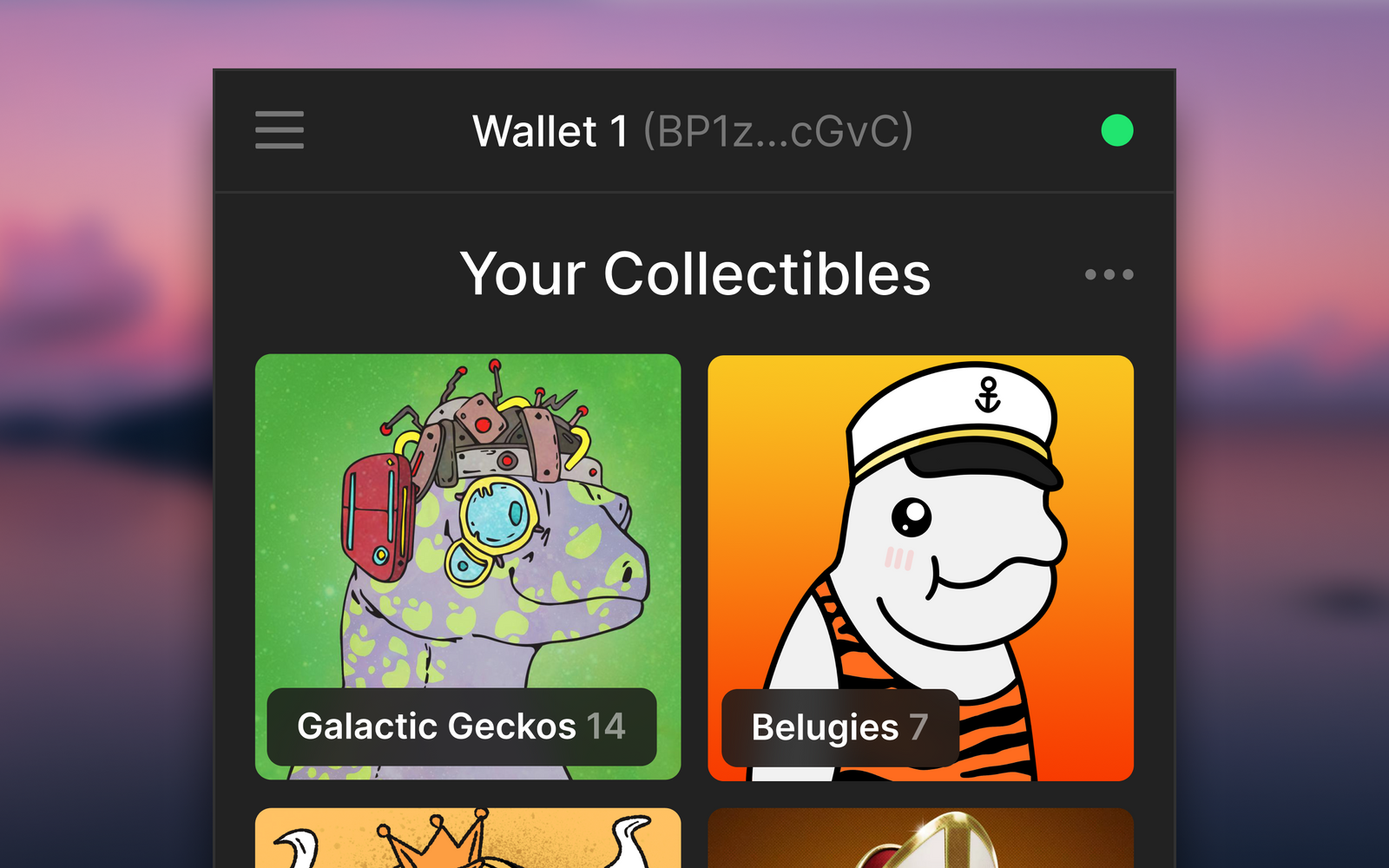 Phantom collectibles tab