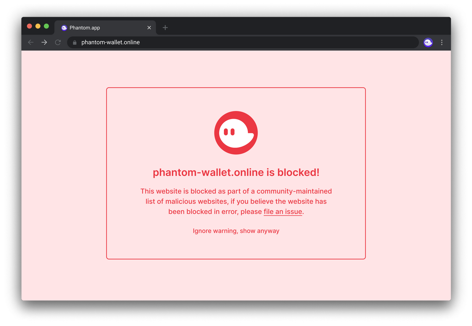 Phantom Anti-phishing warnings