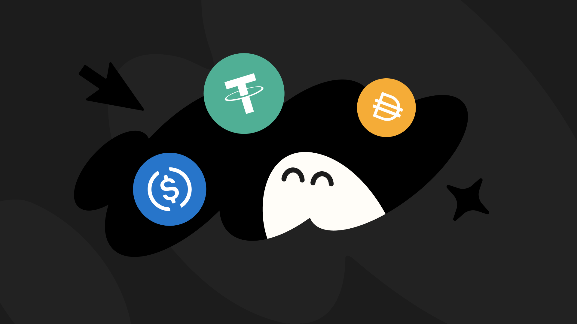 an illustration of a ghost with a dollar sign and a t on it