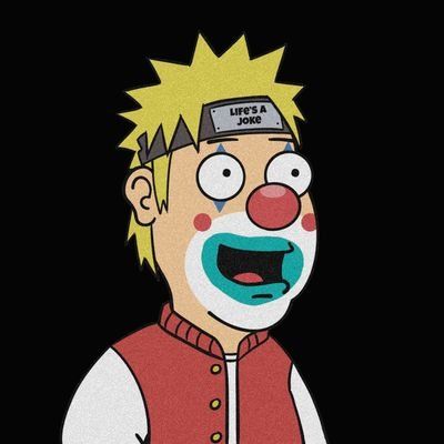 a cartoon of a man dressed as a clown with a bandana on his head .