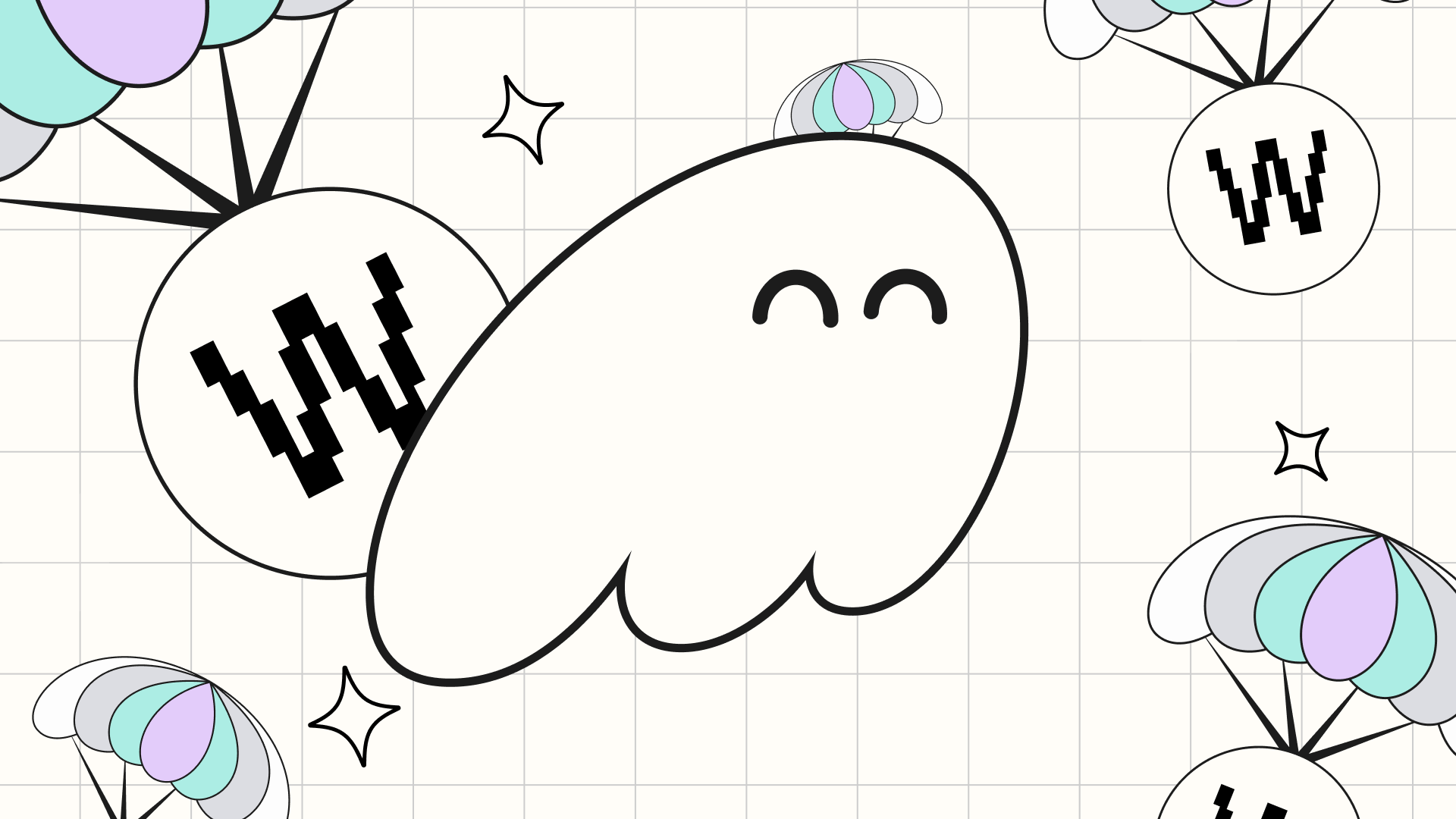 a drawing of a cloud with the letter w on it