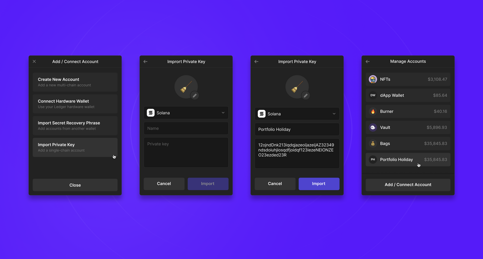 Import existing Private Keys to Phantom